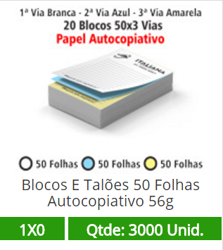 20 Blocos 10x15 de 150 Folhas Autocopiativas 56g em 3 Vias