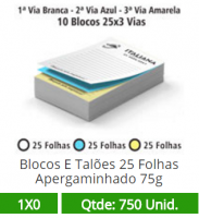 10 Blocos 15x21 de 75 Folhas Apergaminhado 75g em 3 Vias