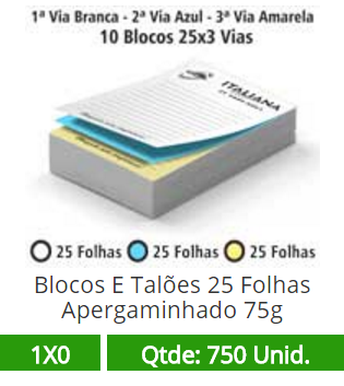 10 Blocos 21x30 de 75 Folhas Apergaminhado 75g em 3 Vias