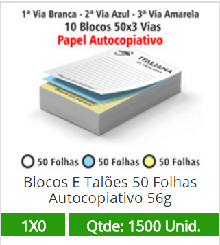 10 Blocos 15x21 de 150 Folhas Autocopiativas 56g em 3 Vias