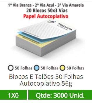 20 Blocos 15x21 de 150 Folhas Autocopiativas 56g em 3 Vias