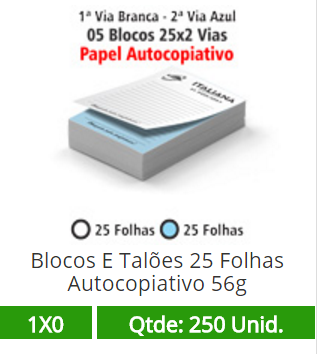 05 Blocos 10x15 de 50 Folhas Autocopiativas 56g em 2 Vias