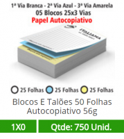 05 Blocos 21x30 de 150 Folhas Autocopiativas 56g em 3 Vias