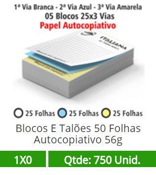 05 Blocos 21x30 de 150 Folhas Autocopiativas 56g em 3 Vias