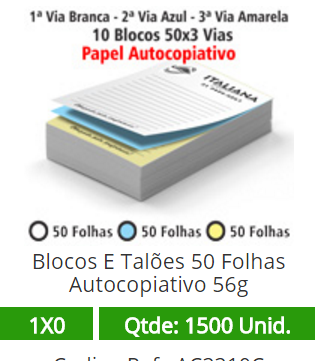 10 Blocos 21x30 de 150 Folhas Autocopiativas 56g em 3 Vias