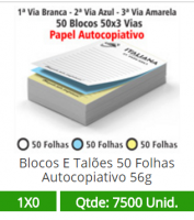50 Blocos 21x30 de 150 Folhas Autocopiativas 56g em 3 Vias
