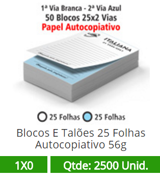 20 Blocos 21x30 de 50 Folhas Autocopiativas 56g em 2 Vias