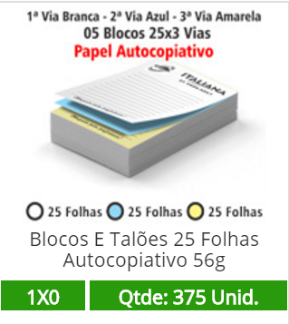 05 Blocos 15x21 de 75 Folhas Autocopiativas 56g em 3 Vias