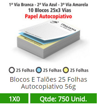 10 Blocos 15x21 de 75 Folhas Autocopiativas 56g em 3 Vias