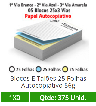 05 Blocos 21x30 de 75 Folhas Autocopiativas 56g em 3 Vias