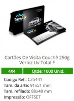 1000 Cartões De Visita Couchê 250g Verniz Uv Total F