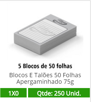 05 Blocos 10x15 de 50 Folhas Apergaminhado 75g