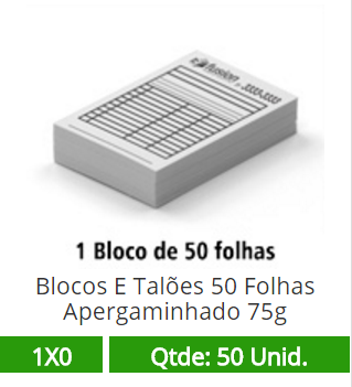 01 Bloco 15x21 de 50 Folhas Apergaminhado 75g
