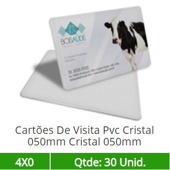 30 Cartões De Visita Pvc Cristal 050mm Cristal 050mm