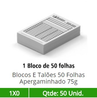 01 Bloco 21x30 de 50 Folhas Apergaminhado 75g