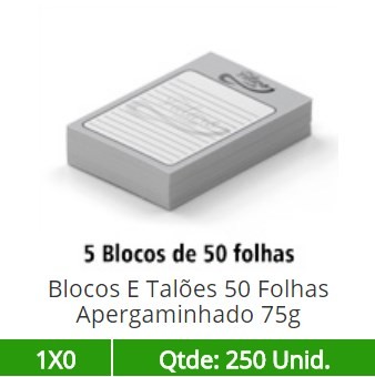 05 Blocos 21x30 de 50 Folhas Apergaminhado 75g