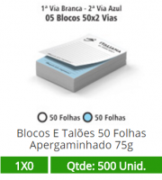 05 Blocos 10x15 de 100 Folhas Apergaminhado 75g em 2 Vias