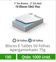 10 Blocos 10x15 de 100 Folhas Apergaminhado 75g em 2 Vias