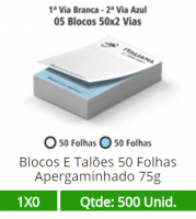 05 Blocos 15x21 de 100 Folhas Apergaminhado 75g em 2 Vias
