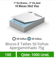 10 Blocos 15x21 de 100 Folhas Apergaminhado 75g em 2 Vias