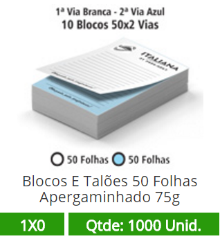 10 Blocos 21x30 de 100 Folhas Apergaminhado 75g em 2 Vias