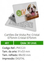 30 Cartões De Visita Pvc Cristal 075mm Cristal 075mm