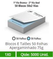 50 Blocos 21x30 de 100 Folhas Apergaminhado 75g em 2 Vias