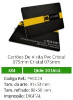 30 Cartões De Visita Pvc Cristal 075mm Cristal 075mm