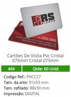 60 Cartões De Visita Pvc Cristal 075mm Cristal 075mm
