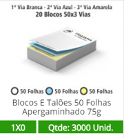 20 Blocos 10x15 de 150 Folhas Apergaminhado 75g em 3 Vias