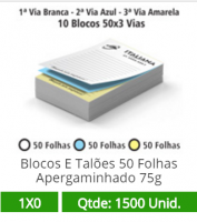 10 Blocos 15x21 de 150 Folhas Apergaminhado 75g em 3 Vias