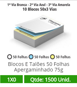 10 Blocos 15x21 de 150 Folhas Apergaminhado 75g em 3 Vias