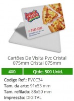 500 Cartões De Visita Pvc Cristal 075mm Cristal 075mm