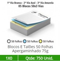 05 Blocos 21x30 de 150 Folhas Apergaminhado 75g em 3 Vias