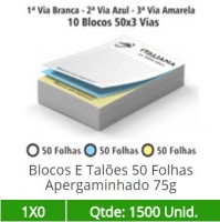 10 Blocos 21x30 de 150 Folhas Apergaminhado 75g em 3 Vias