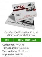 1000 Cartões De Visita Pvc Cristal 075mm Cristal 075mm