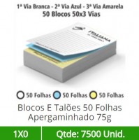 50 Blocos 21x30 de 150 Folhas Apergaminhado 75g em 3 Vias