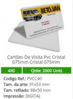 2000 Cartões De Visita Pvc Cristal 075mm Cristal 075mm