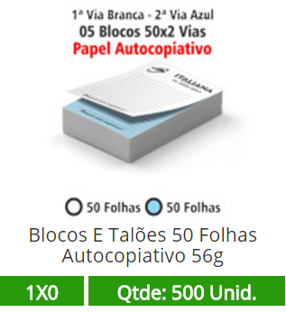 05 Blocos 10x15 de 100 Folhas Autocopiativas 56g em 2 Vias