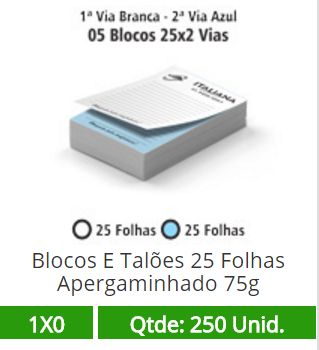 05 Blocos 10x15 de 50 Folhas Apergaminhado 75g em 2 Vias