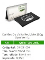 1000 Cartões De Visita Reciclato 250g Sem Verniz