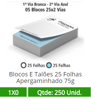 05 Blocos 21x30 de 50 Folhas Apergaminhado 75g em 2 Vias