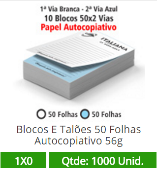 10 Blocos 21x30 de 100 Folhas Autocopiativas 56g em 2 Vias