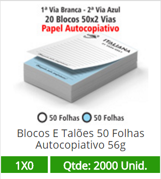 20 Blocos 21x30 de 100 Folhas Autocopiativas 56g em 2 Vias