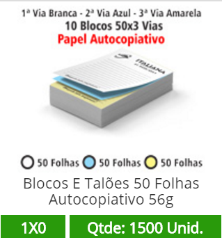 10 Blocos 10x15 de 150 Folhas Autocopiativas 56g em 3 Vias